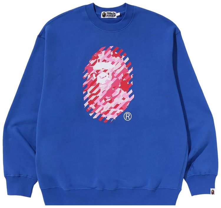 BAPE ABC Camo Ape Head Relaxed Fit Crewneck Sweatshirt Blue