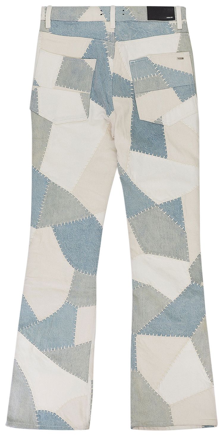 Amiri Patchwork Flare Jeans Alabaster