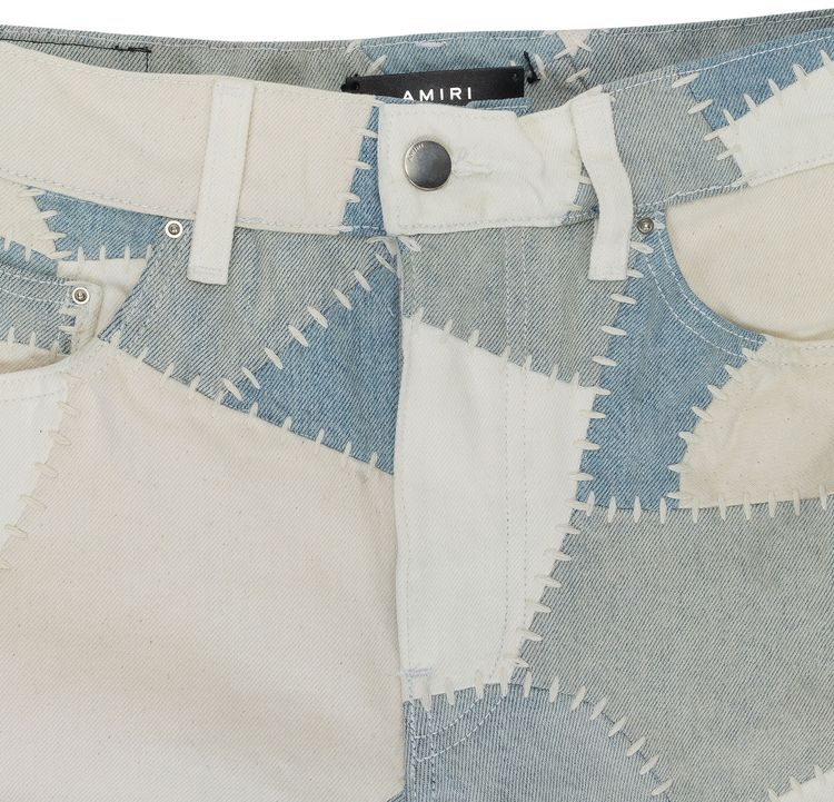 Amiri Patchwork Flare Jeans Alabaster