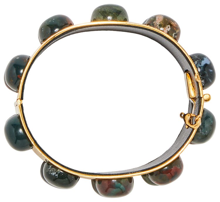 CELINE Cuff Studded Bracelet Brown