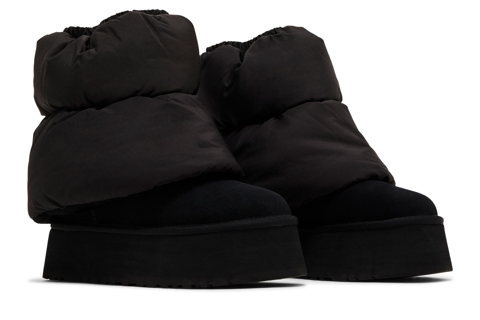 靴 UGG W CLASSIC MINI DIPPER PUFFER BLACK W Classic Mini Dipper Puffer Ankle Boots - UGG - Leather - Black