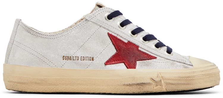 Golden Goose Wmns V Star LTD Silver Metallic Red