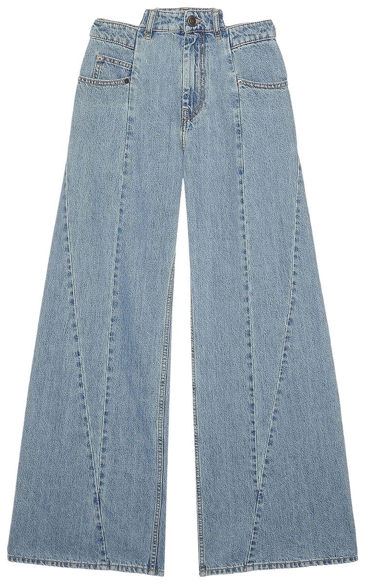 Maison Margiela Decortique Asymmetric Wide Leg Jeans Blue