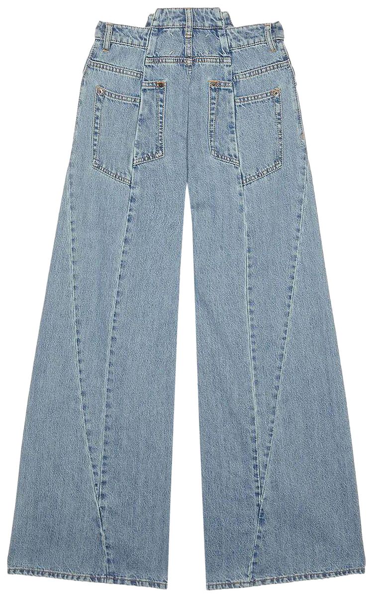 Maison Margiela Decortique Asymmetric Wide Leg Jeans Blue