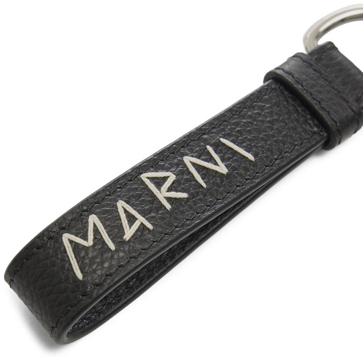 Marni Calf Leather With Mending Key Ring Black