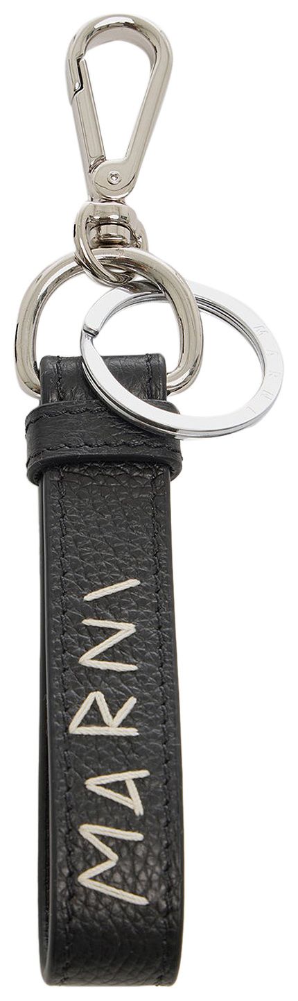 Marni Calf Leather With Mending Key Ring Black