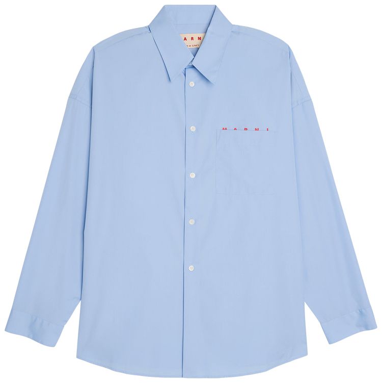 Marni Logo Popeline Shirt Iris Blue