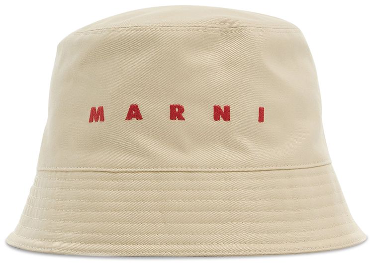 Marni Logo Bucket Hat II Ivory