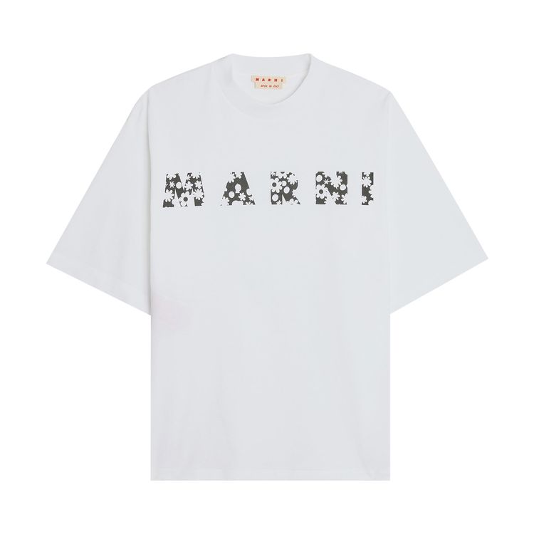 Marni Relaxed Fit Logo T Shirt Lily White