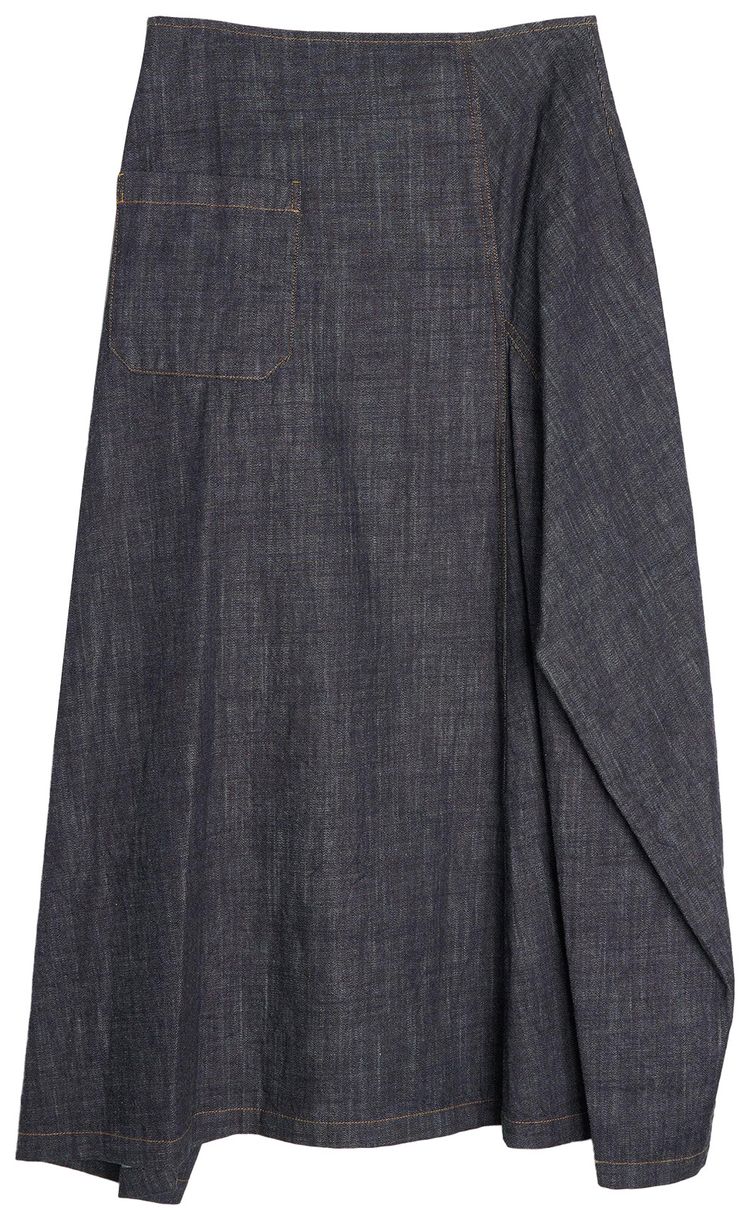 Ys Y Panel Tucked Flare Skirt Indigo
