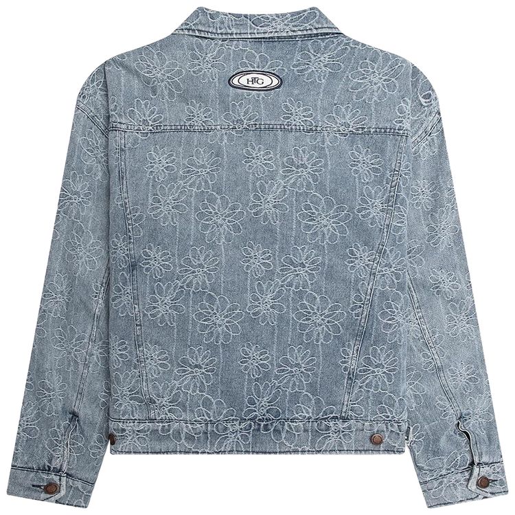 Honor The Gift Floral Denim Jacket Light Indigo