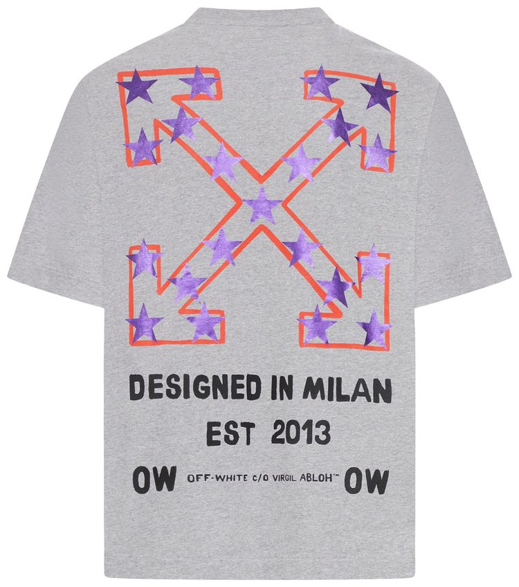 Off White Star Arrow Skate Short Sleeve Tee Grey Melange