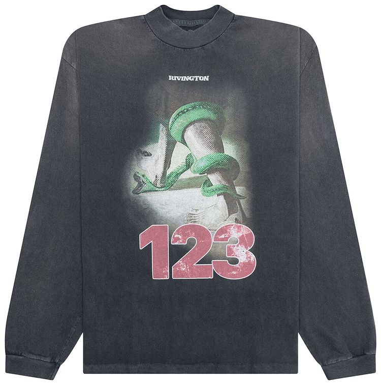 RIVINGTON roi Rebis Inri Snake Long Sleeve T Shirt Vintage Black
