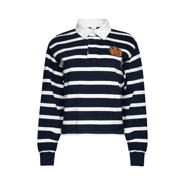 Sporty  Rich NY Crest Rugby Polo NavyWhite