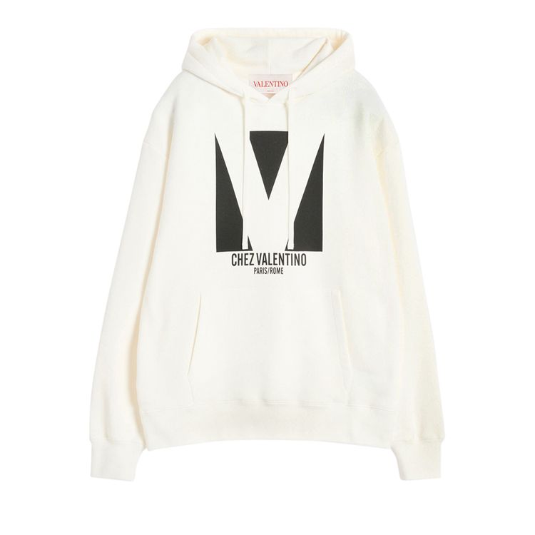 Valentino Chez Valentino Drawstring Hoodie White