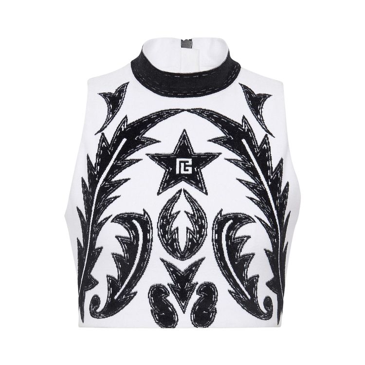 Balmain PB Baroque Tank Top WhiteBlack