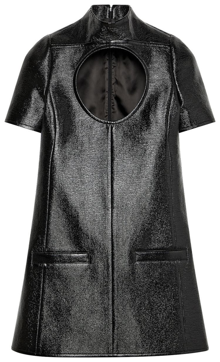 Courreges A Line Vinyl Dress Black