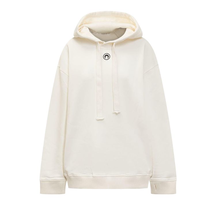Marine Serre Printed Fleece Hoodie White