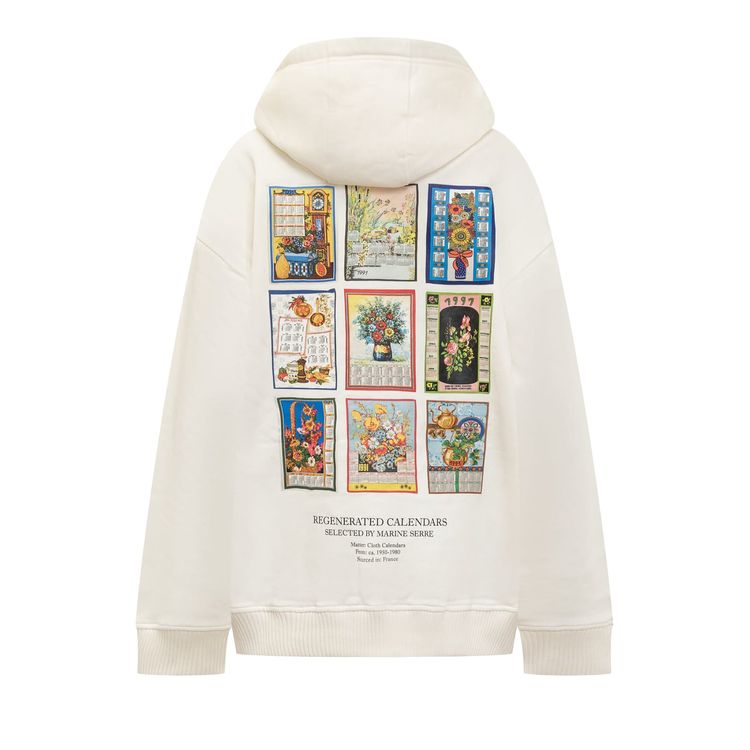 Marine Serre Printed Fleece Hoodie White
