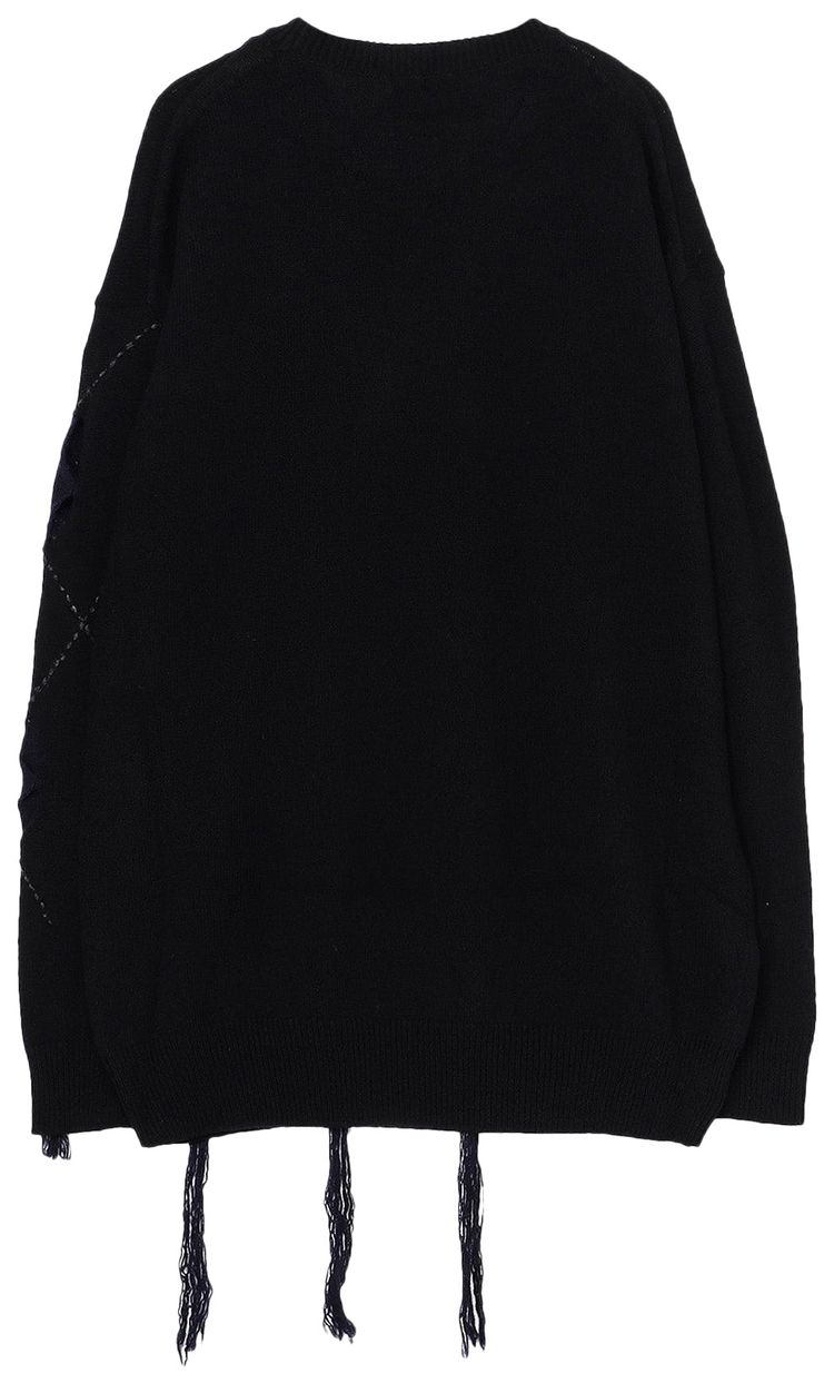 Ys Irregular Argyle Big Knitwear Black