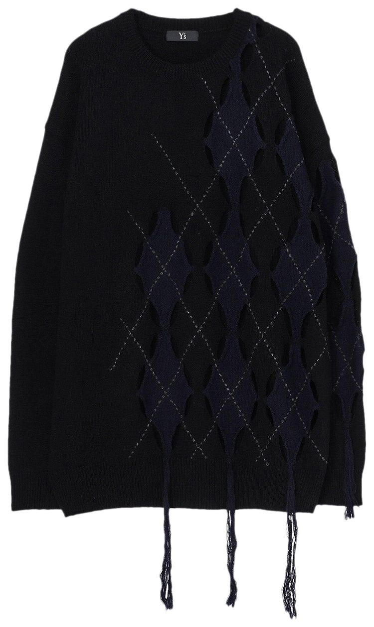 Ys Irregular Argyle Big Knitwear Black
