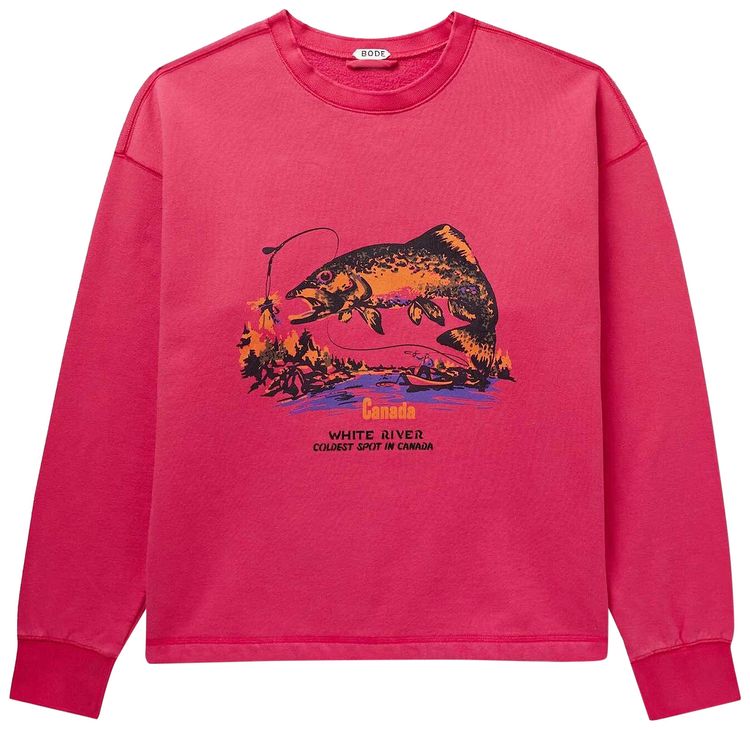 Bode White River Crewneck Red