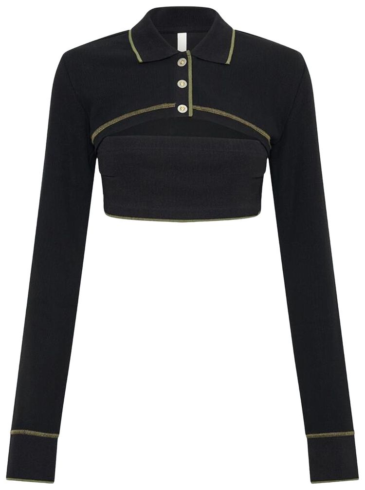 Dion Lee Shrunken Snap Polo Black