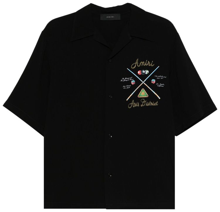 Amiri Pool Cue Bowling Shirt Black