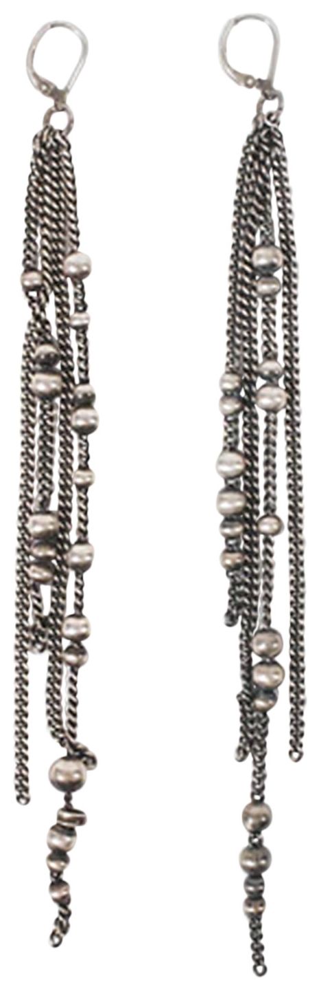 Ann Demeulemeester Danique Fine Pearls Multi Chains Earring Antique Silver