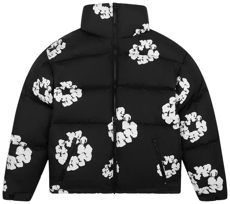 Denim Tears Wreath Puffer Jacket Black