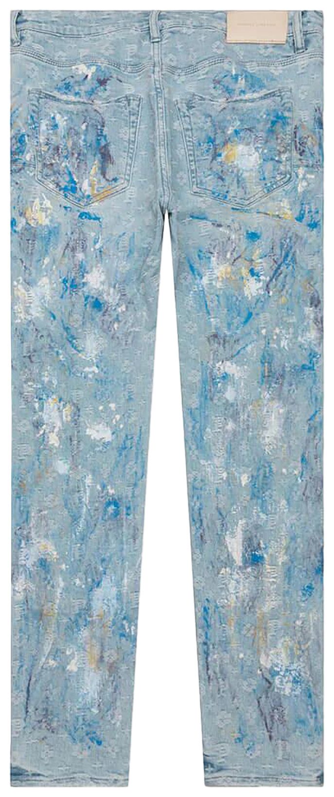 PURPLE BRAND Paint Over Jacquard Skinny Jeans Light Bleach