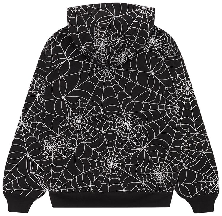 Sp5der Embroidered AOP Hoodie Black