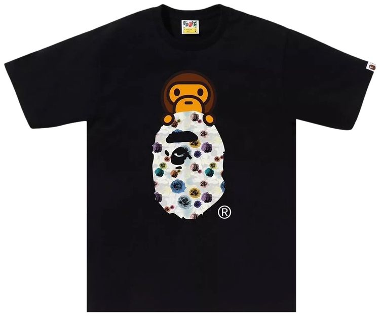 BAPE Floral Camo Milo On Ape Head Tee Black