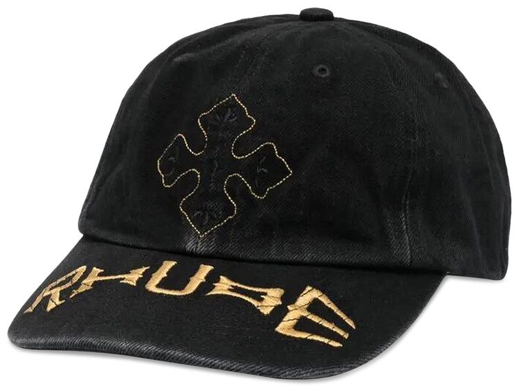 Rhude Cross Denim 6 Panel Hat Black