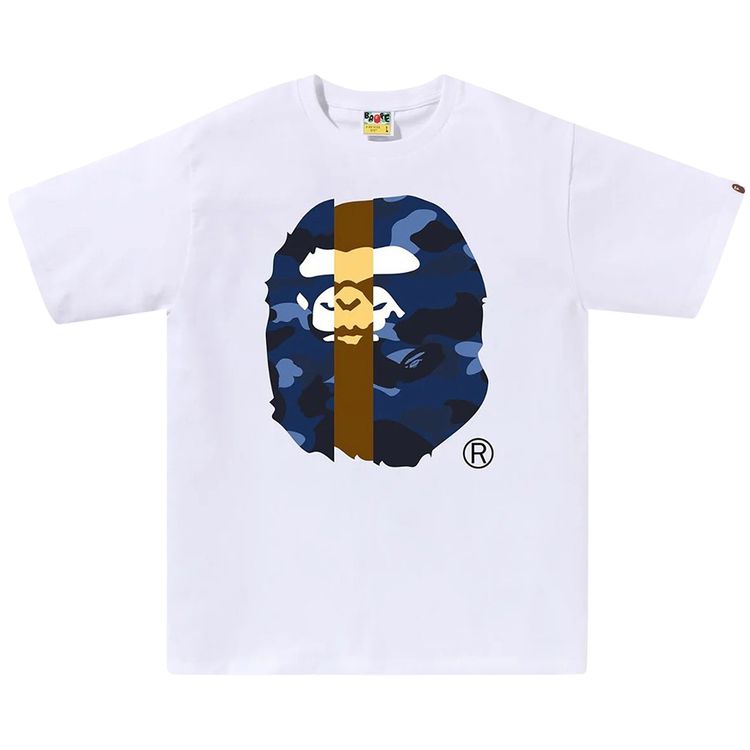 BAPE Color Camo Transform Big Ape Head Tee WhiteNavy