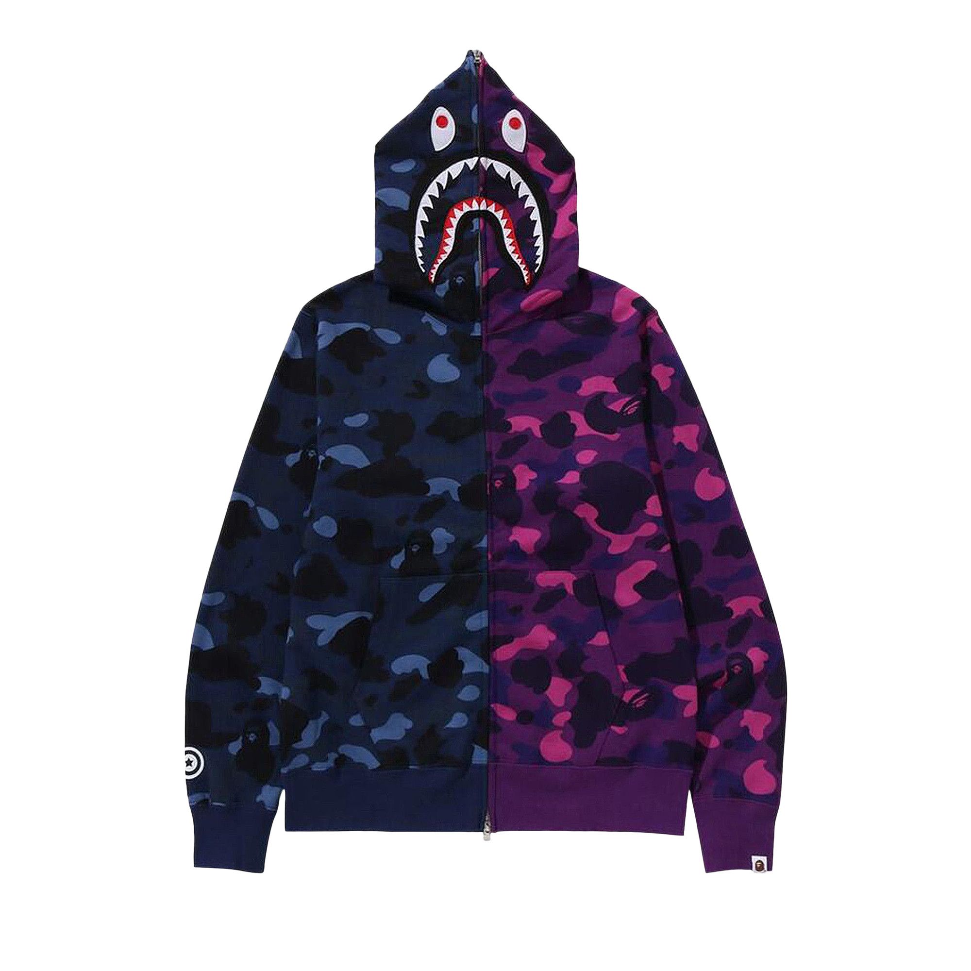 Buy BAPE Color Camo Separate Shark Full Zip Hoodie 'Navy