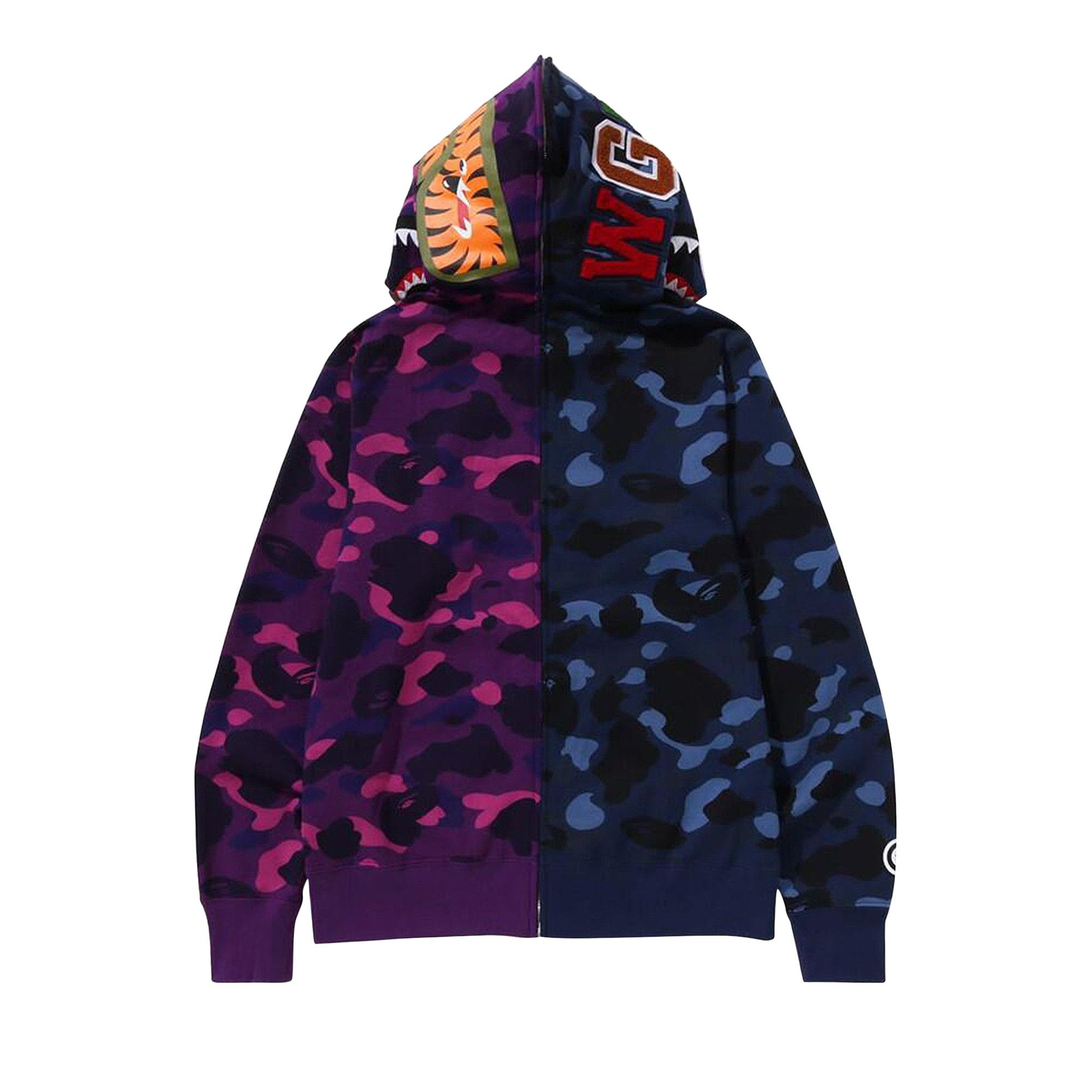 Buy BAPE Color Camo Separate Shark Full Zip Hoodie 'Navy/Purple