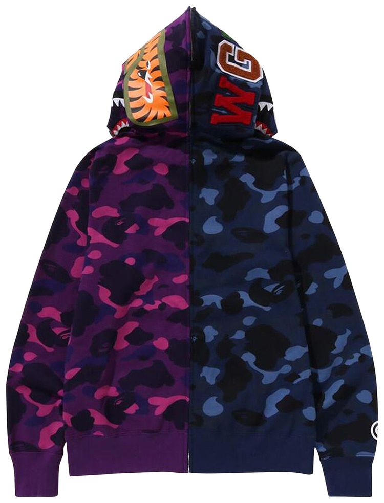 BAPE Color Camo Separate Shark Full Zip Hoodie NavyPurple