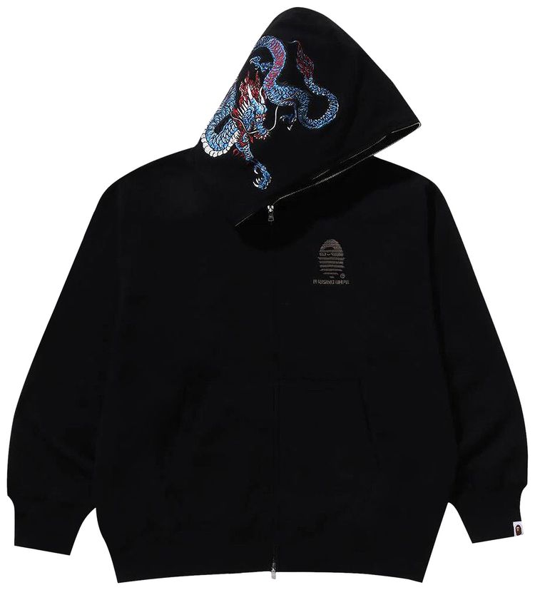 BAPE Tiger And Dragon Relaxed Fit Full Zip Hoodie Black