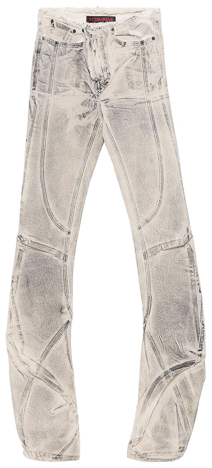 Ottolinger Raw Edge Drape Denim Pants CreamBlack