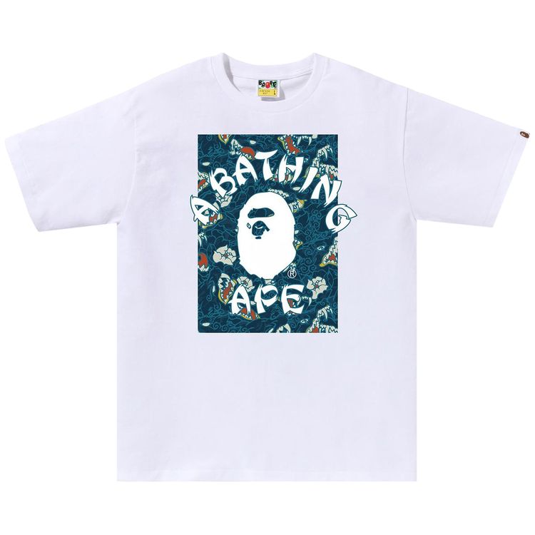 BAPE Japanese Tattoo Camo On College tee WhiteBlue