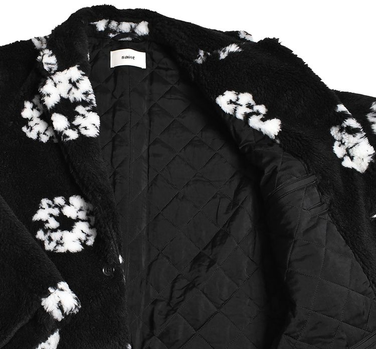 SAINT Mxxxxxx x Denim Tears Wreath Fur Coat Black