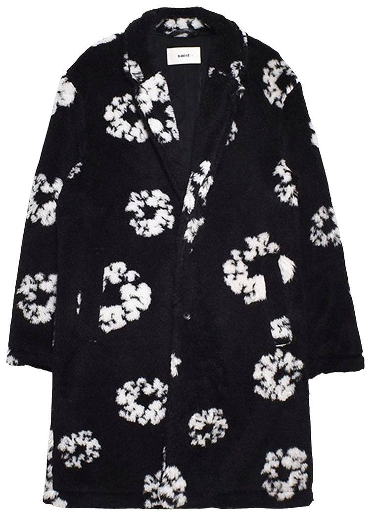 SAINT Mxxxxxx x Denim Tears Wreath Fur Coat Black