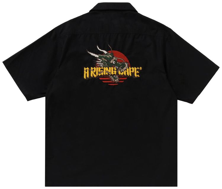 BAPE Dragon Embroidery Open Collar Shirt Black