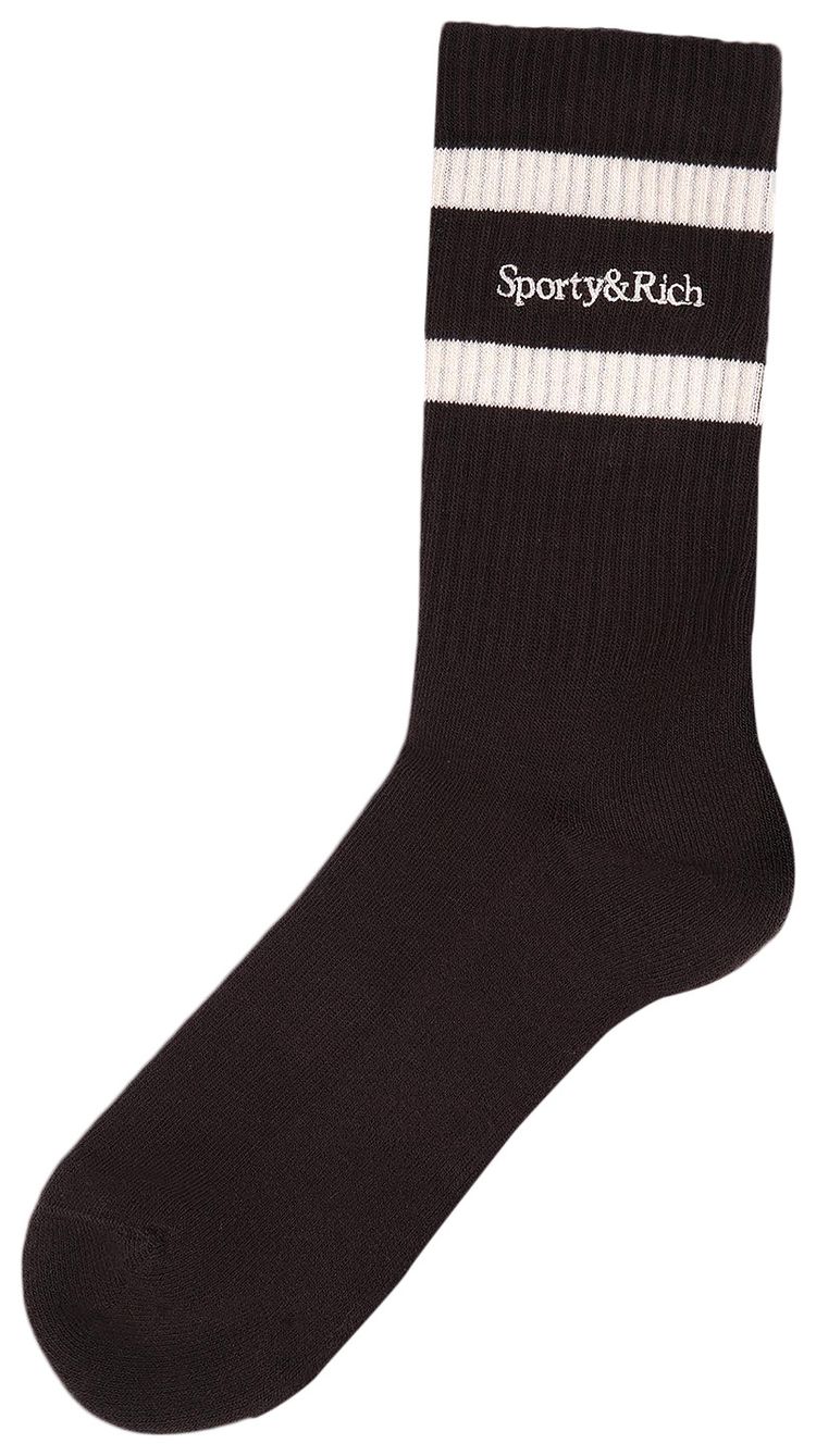 Sporty  Rich Serif Logo Socks Chocolate