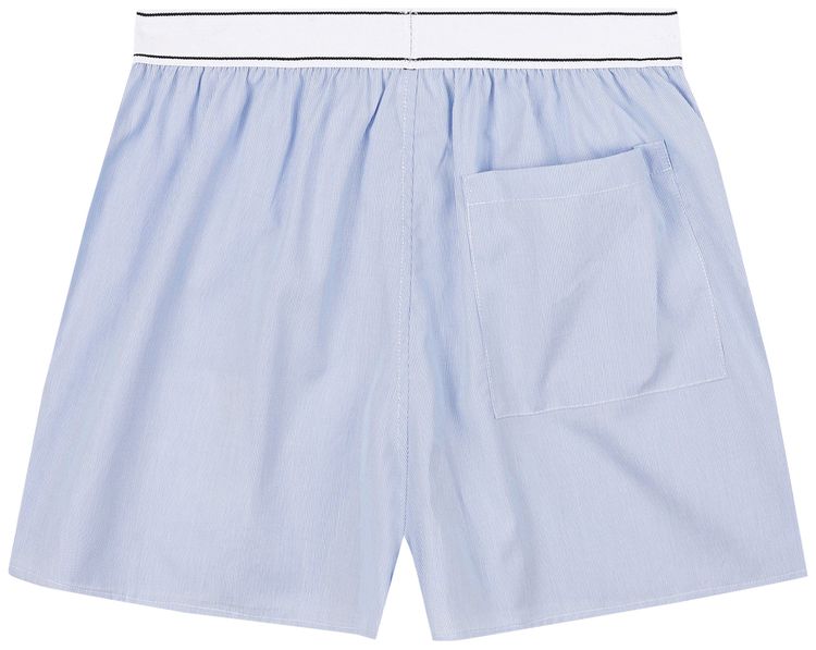 Sporty  Rich Serif Logo Boxer Shorts BlueWhite Thin Stripe Black
