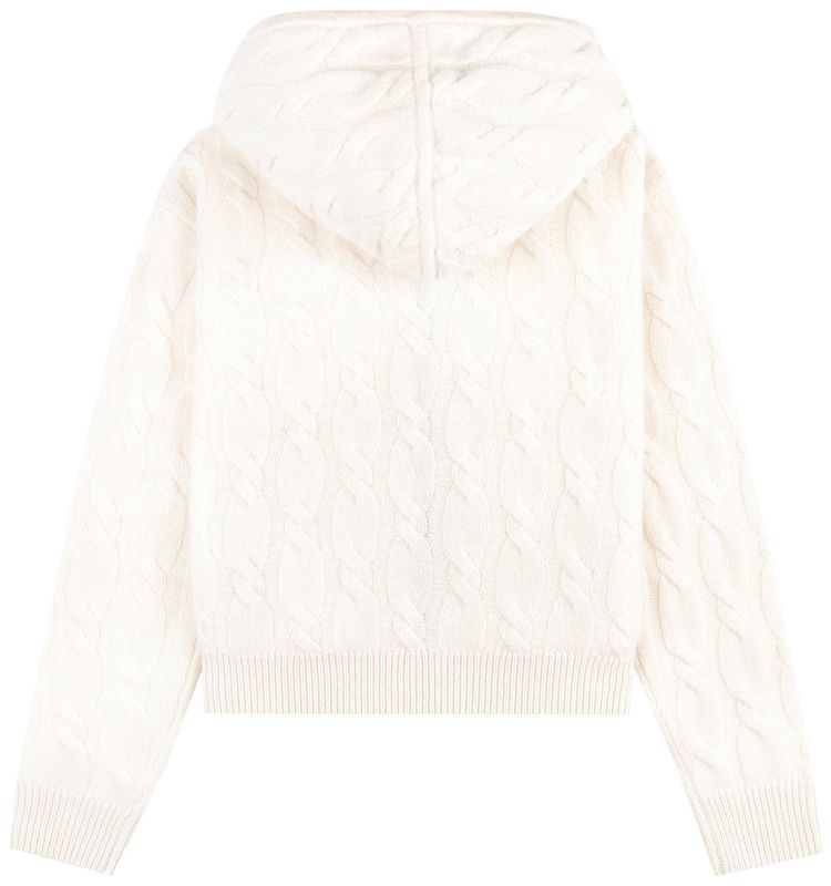 Sporty  Rich SRC Cable knit Wool Cashmere Zip Hoodie Cream