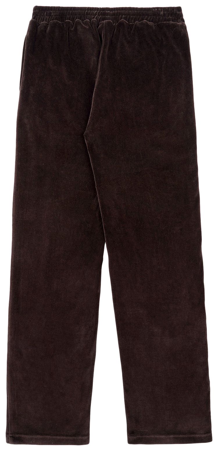 Sporty  Rich NY Crest Velour Track Pants Chocolate