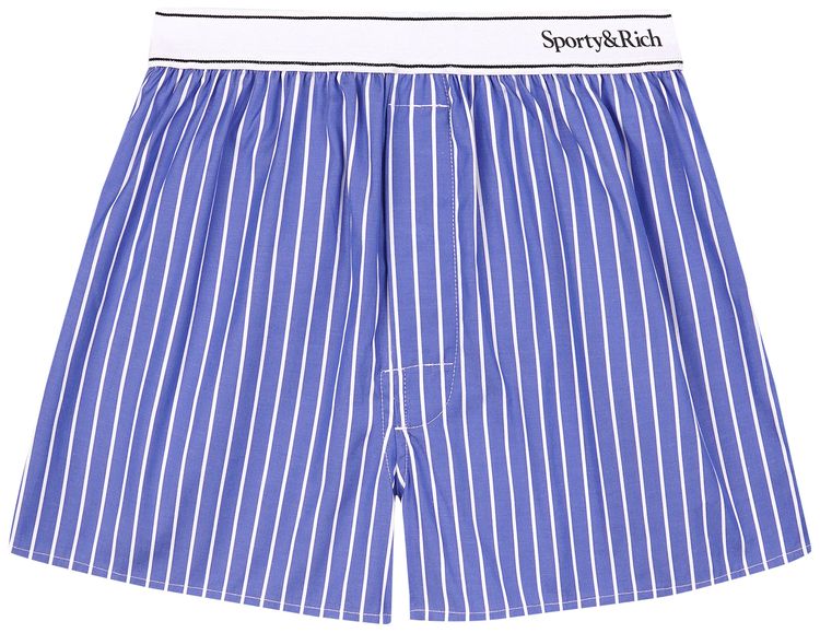 Sporty  Rich Serif Logo Boxer Shorts BlueWhite Stripe