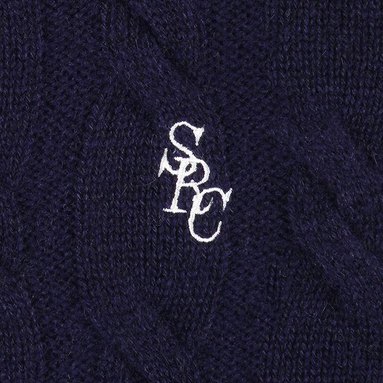 Sporty  Rich SRC Cable knit Cashmere Trousers Navy